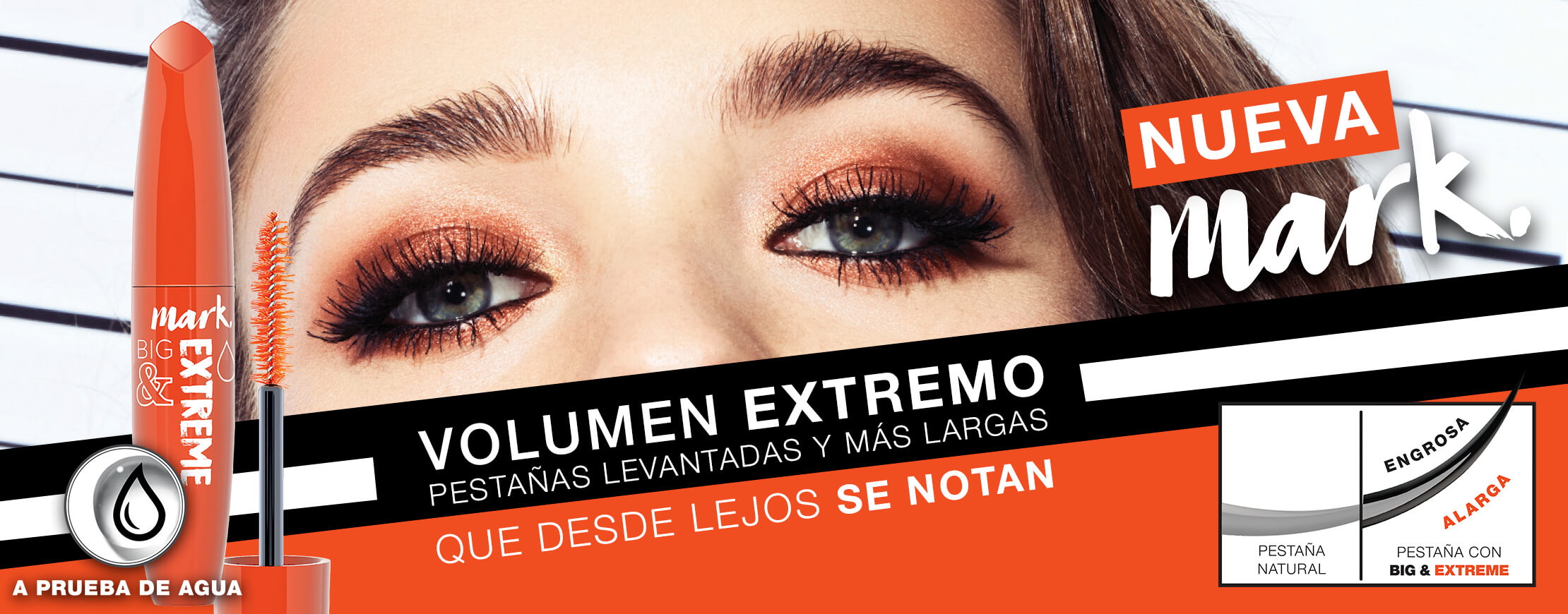 Pestañas levantadas y tan largas que desde lejos se notan